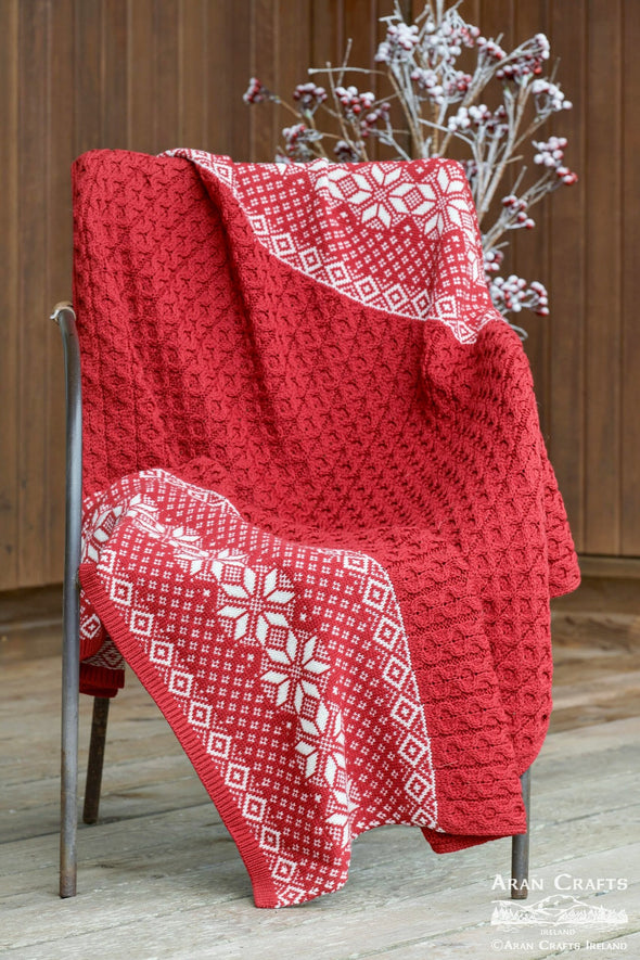 Jacquard Cherry Merino Wool Throw Blanket