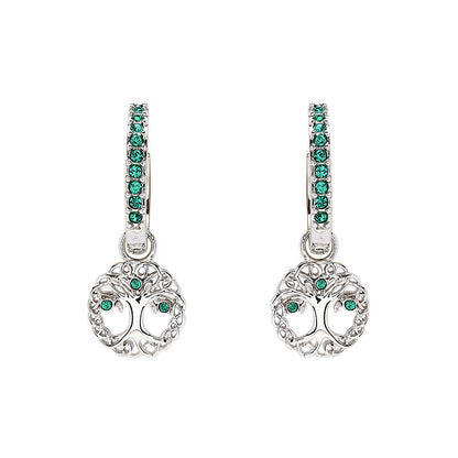 Sterling Silver Pearl/Crystal Tree of Life Earrings