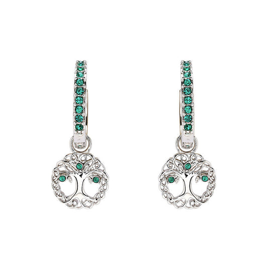 Sterling Silver Pearl/Crystal Tree of Life Earrings