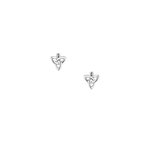 Silver Trinity Post Earrings w/ Diamond Accent