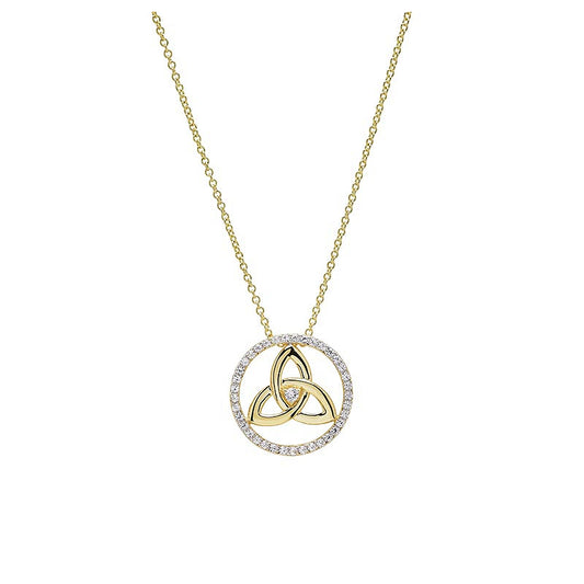 14KT Gold Vermeil Trinity Knot White Sapphire Necklace