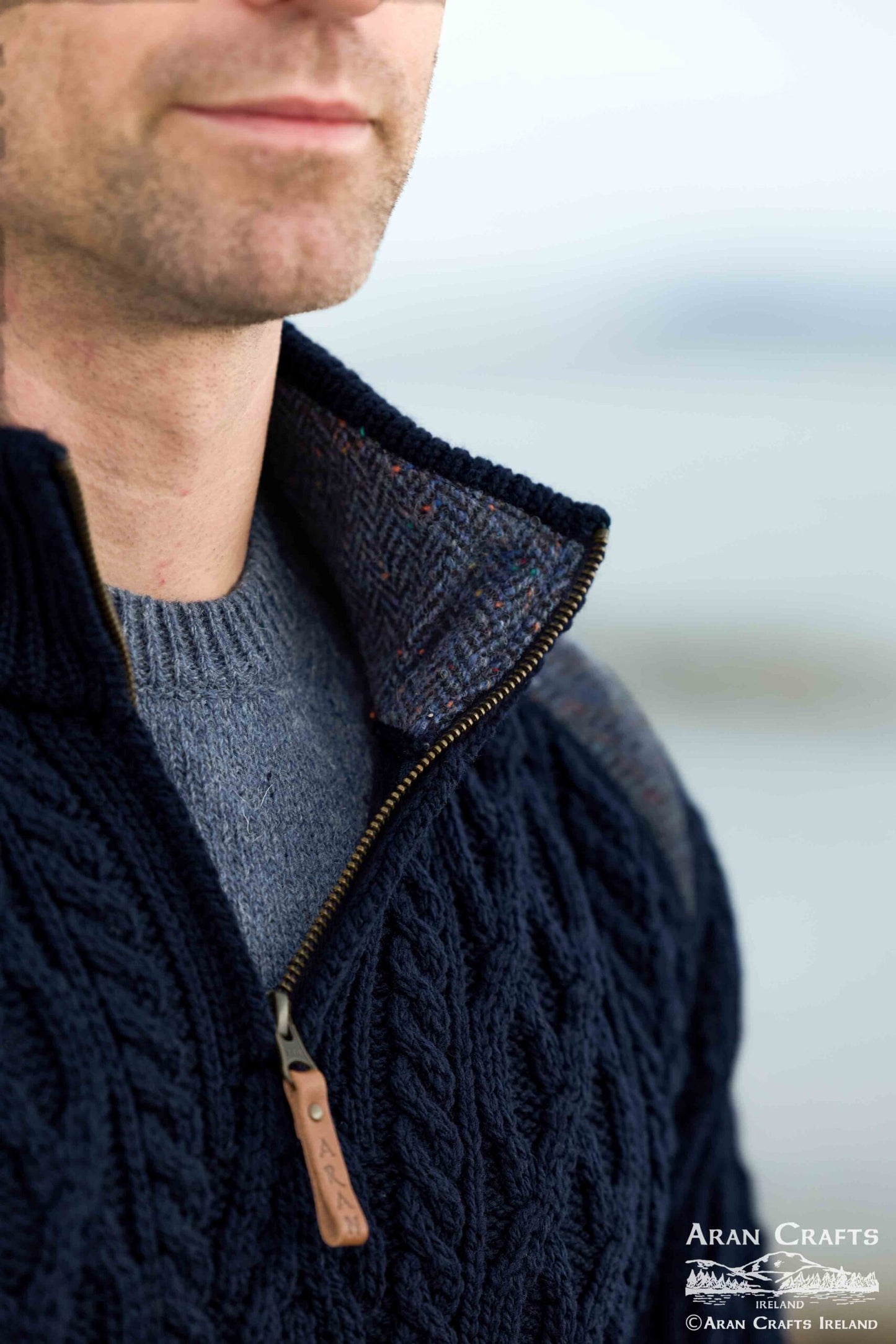 Curracloe Half Zip Sweater w/ Tweed Patch [2 Colors]