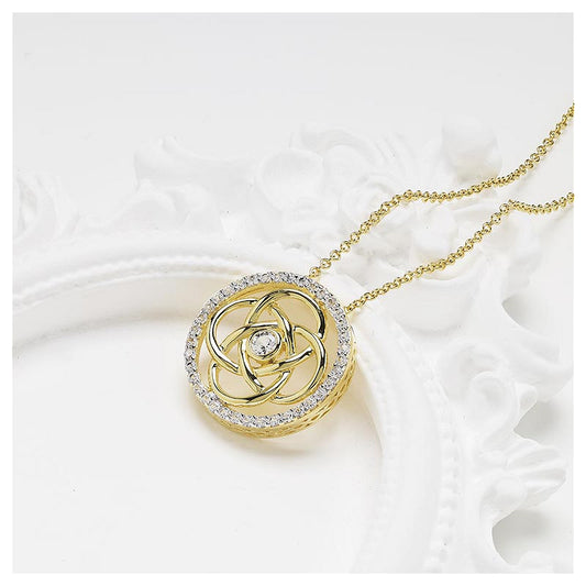 14KT Gold Vermeil Celtic White Sapphire Necklace