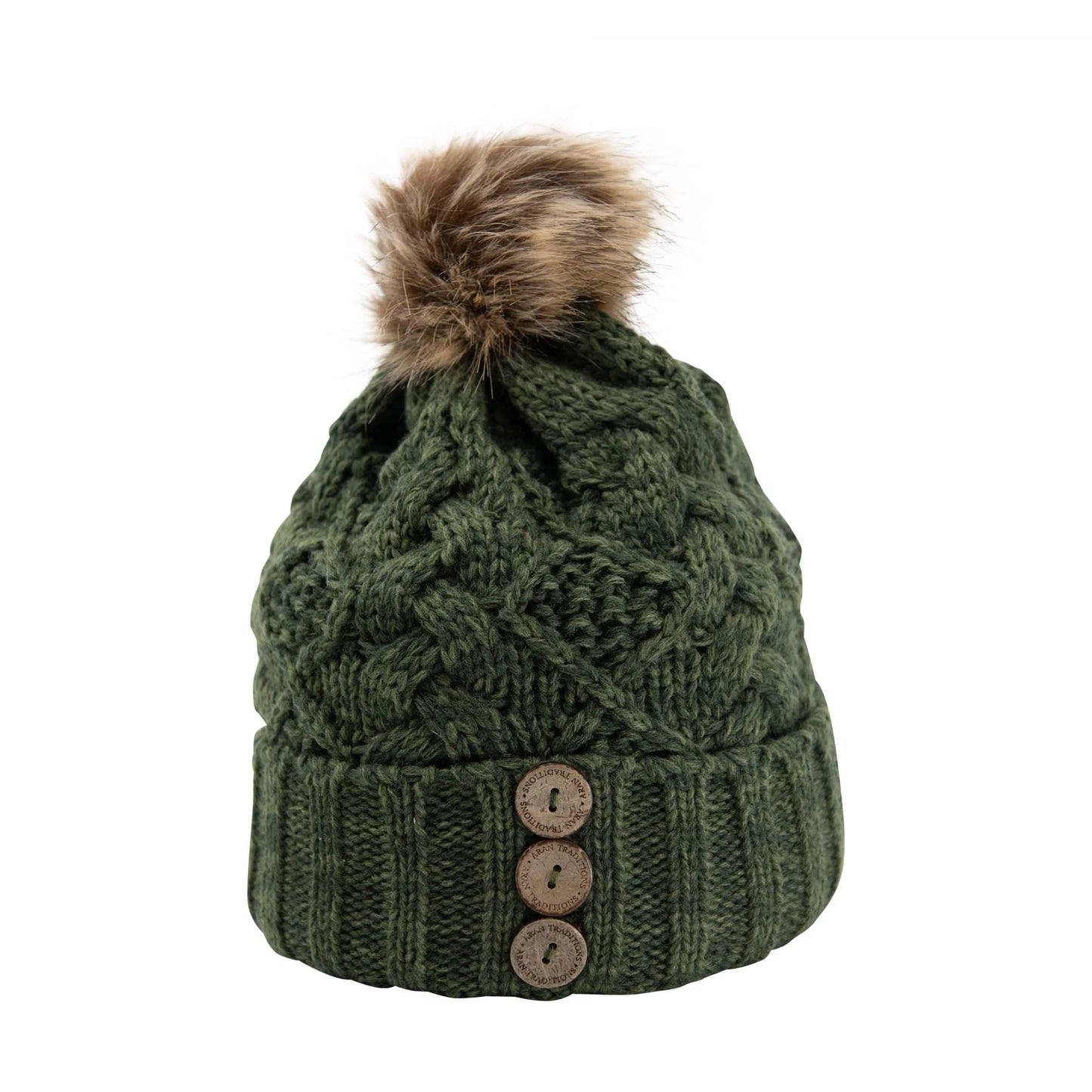 Aran Diamond Cable Button Hat [5 Colors]