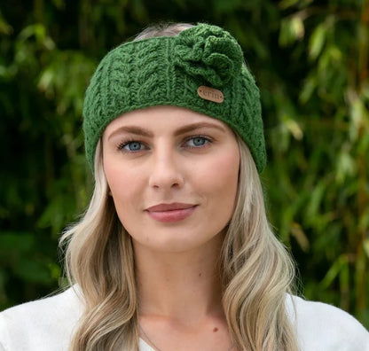 Aran Cable Knit Headband with Flower [4 Colors]