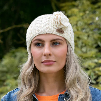 Aran Cable Knit Headband with Flower [4 Colors]