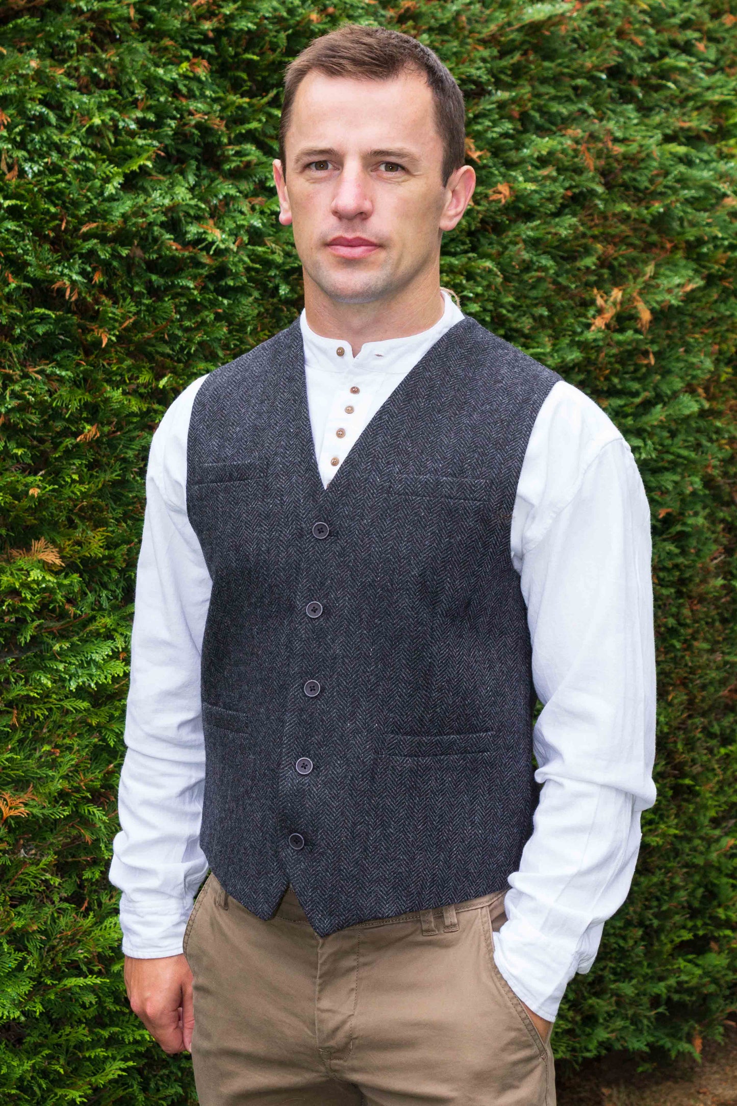 Herringbone Wool Blend Tweed Vest [6 Colors]
