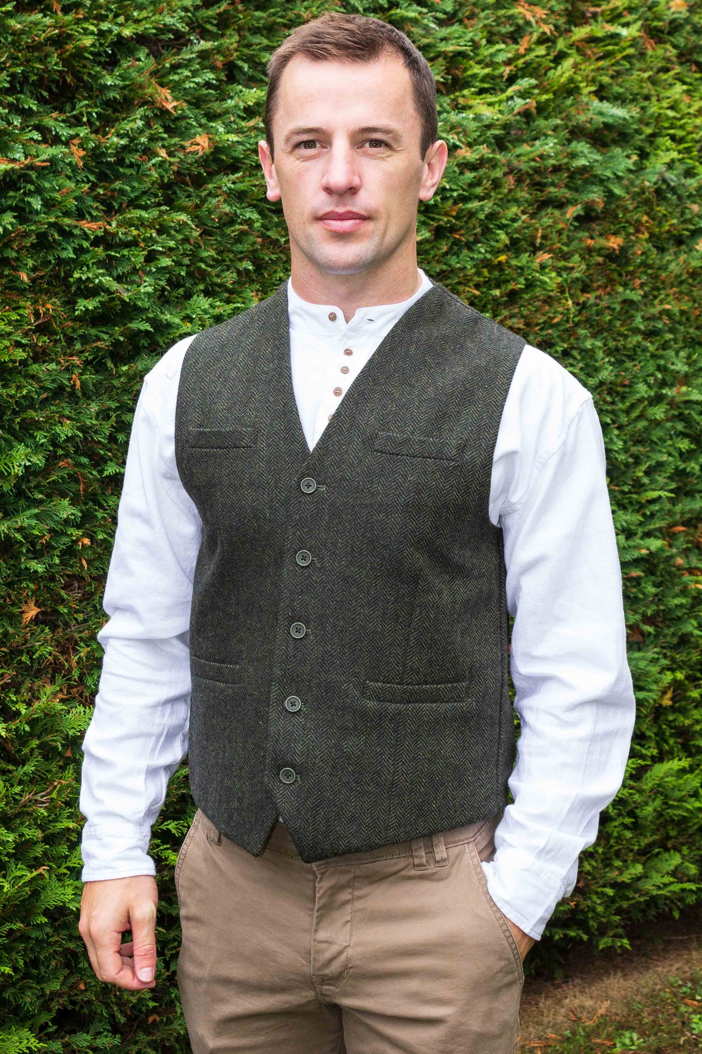 Herringbone Wool Blend Tweed Vest [6 Colors]