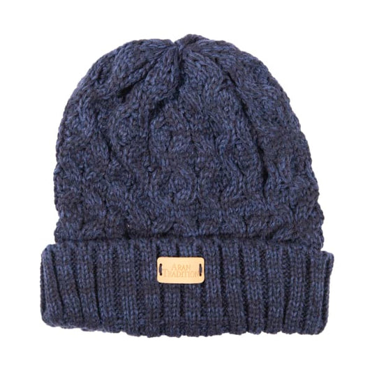 Aran Cable Beanie - Navy