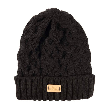 Black Aran Cable Beanie | Unisex