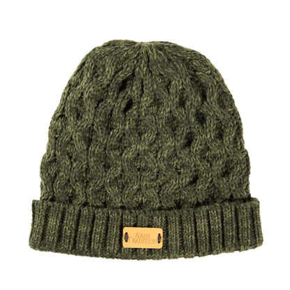 Dark Green Aran Cable Beanie | Unisex