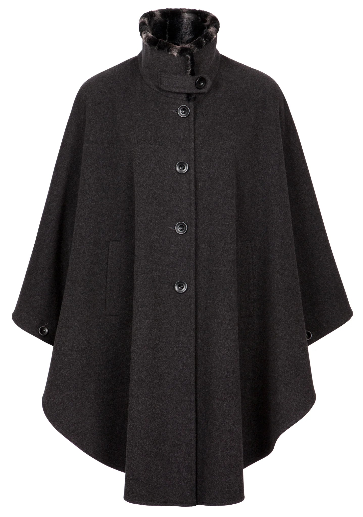 Cape with Faux Fur Lined Funnel Collar [2 Colors]