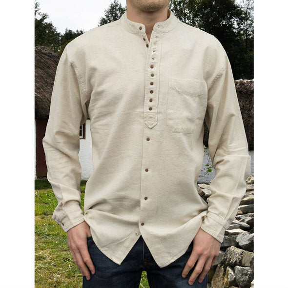 Irish grandfather shirt, cotton & linen, cream color