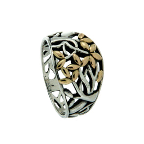 Celtic "Tree of Life" ring in sterling silver & 18k yellow gold