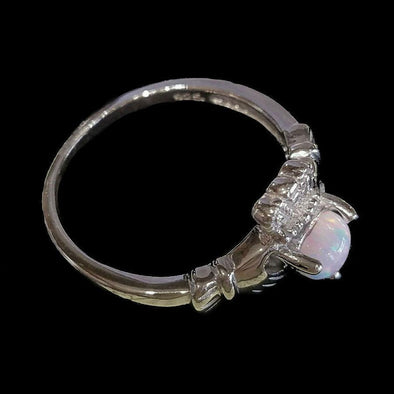 silver & opal claddagh ring