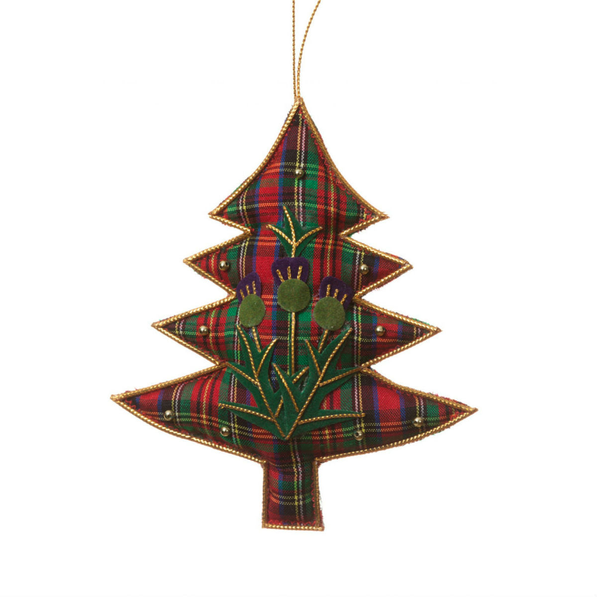 Tartan Christmas Tree Ornament with Thistles | Scotland House, Ltd.