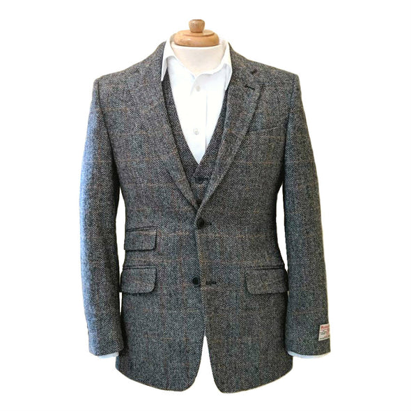 Harris Tweed Jacket | Grey w/ Cinnamon Check