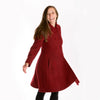 red Harris Tweed wool long coat for women