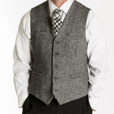 Herringbone Wool Blend Vest | Grey