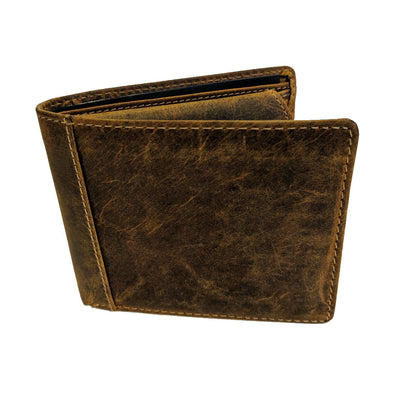Vintage Worn Leather Wallet Heritage Tri-fold Black Leather 