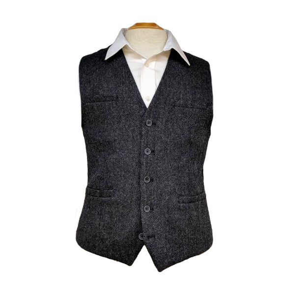 Herringbone Wool Blend Tweed Vest [6 Colors]