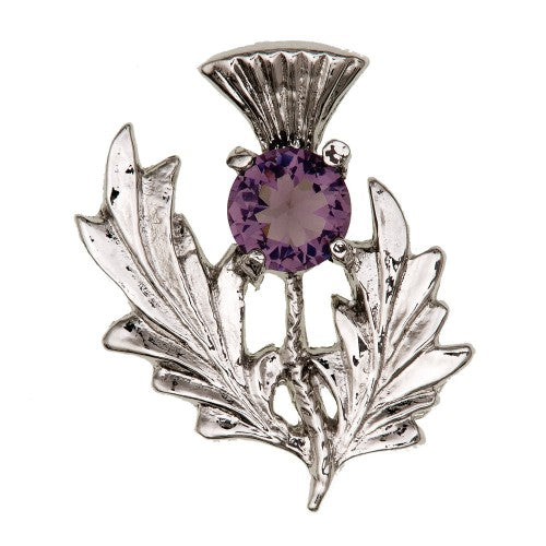 Scottish Thistle Brooch with Stone, Small