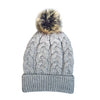 Aran Cable Knit Beanie with Faux Fur Pom Pom [ 5 Colors ]