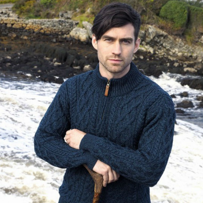 Men's Half-Zip Aran Sweater | Scotland House, Ltd.