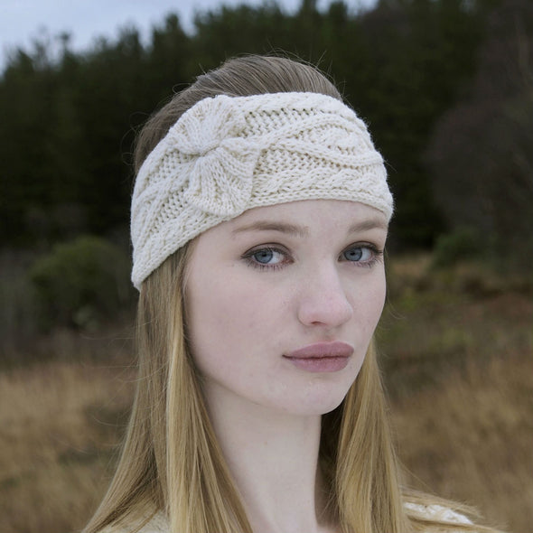 Irish Natural White Knit Merino Wool Headband