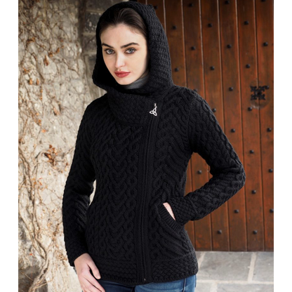 Aran Side Zip Hooded Cardigan [3 Colors]