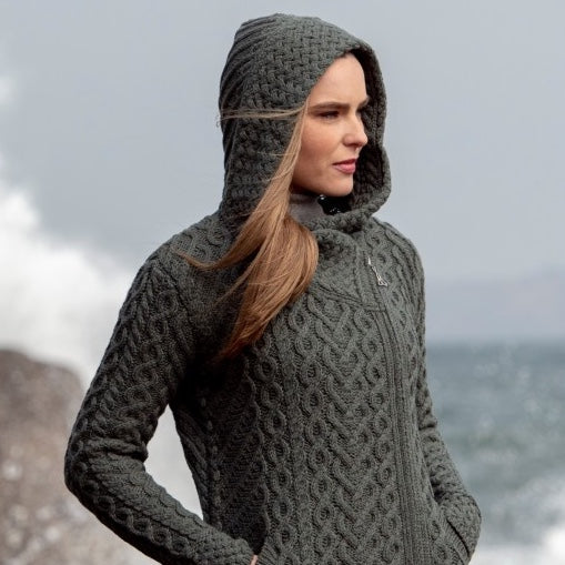 Side Zip Hooded Aran Cardigan | Scotland House, Ltd.