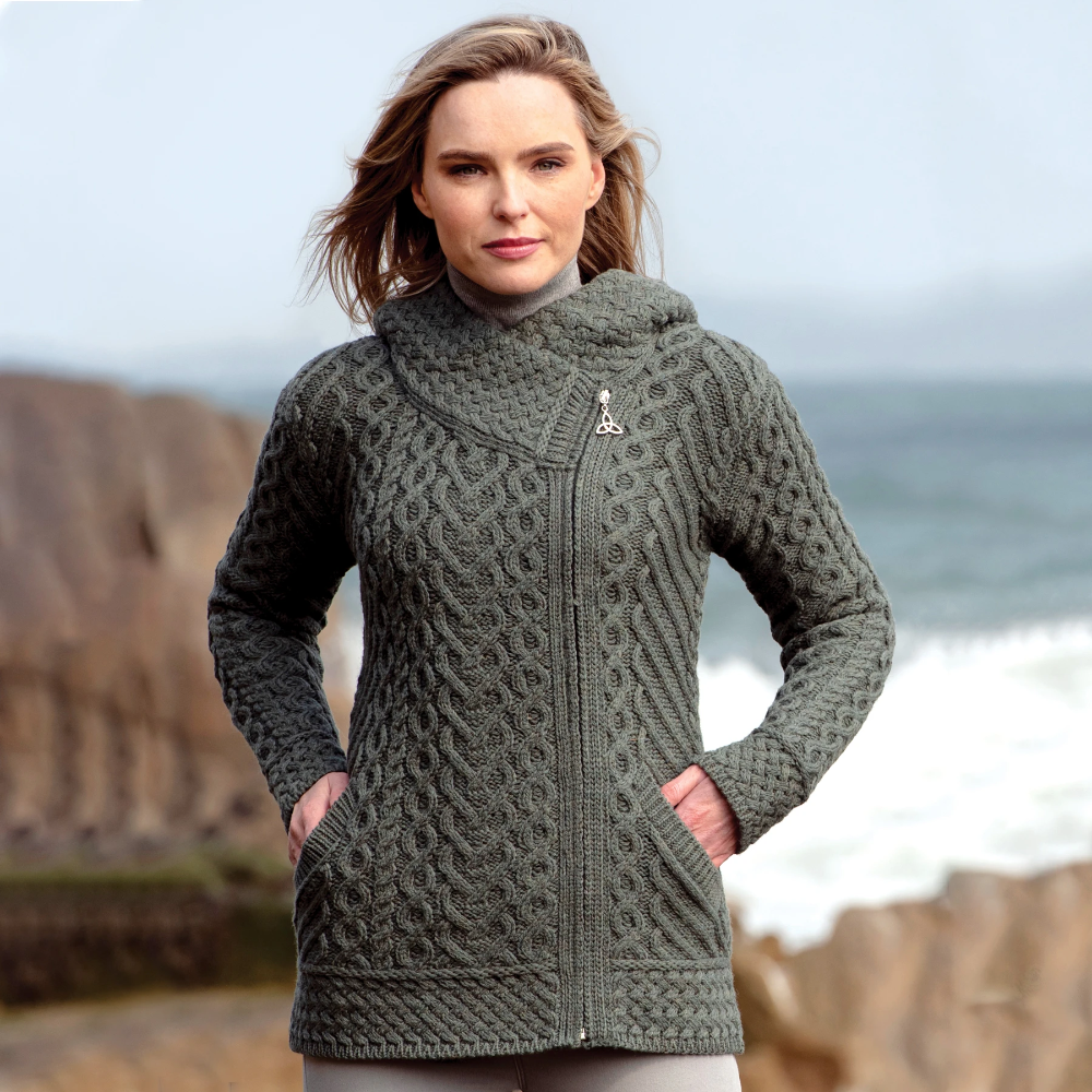 Hooded 2025 aran cardigan