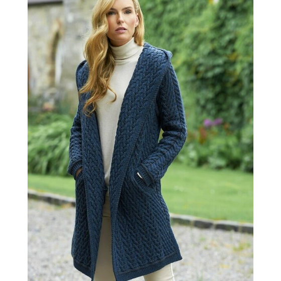 Blue online hooded cardigan