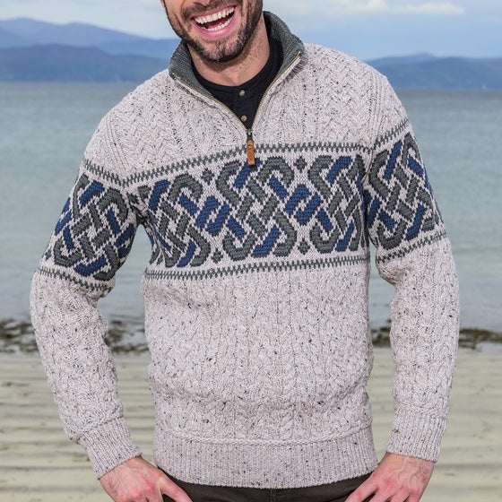 Aran Half-Zip Jacquard Sweater
