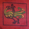 reversible scarf with bird motif, burgundy & red