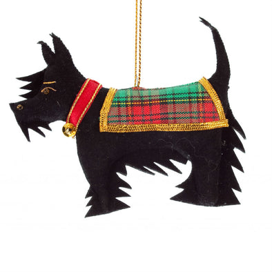 Scottish terrier Christmas ornament with tartan coat