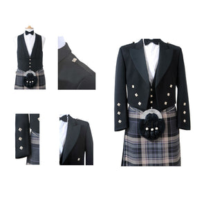 Prince Charlie jacket, waistcoat, kilt & sporran