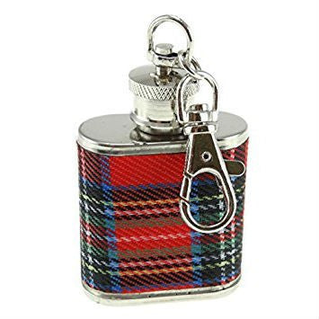 red tartan plaid key ring flask, Royal Stewart
