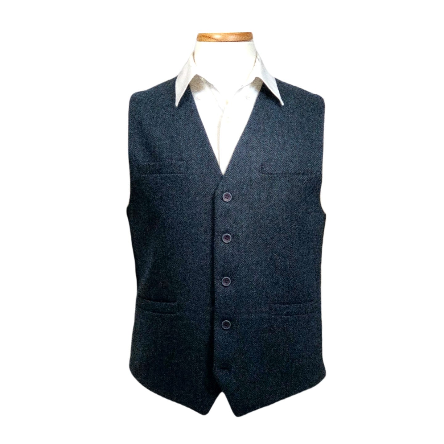 pois Tweed vest 【blue】【完売品】 Men's Herringbone Wool Blend Tweed Vest | Scotland House, Ltd.