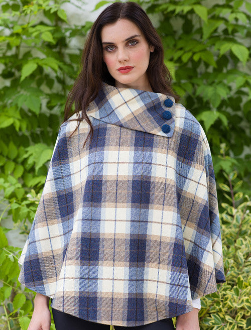 Irish Wool Tartan Poncho [8 Colors]