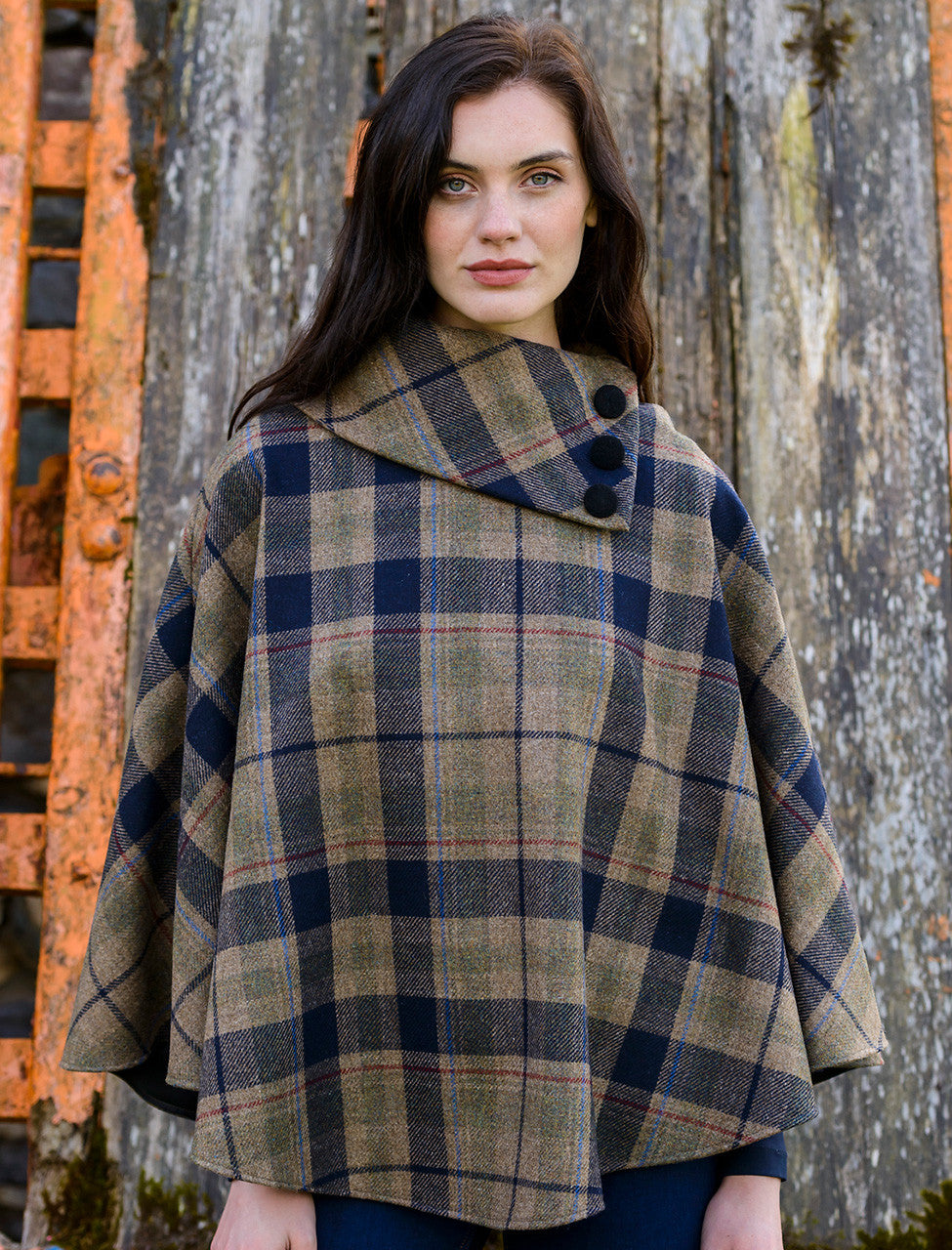 Irish Tweed Tartan Poncho [14 Colors ]