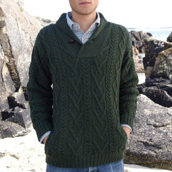 Shawl Collar Aran Sweater [3 Colors]