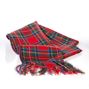 red wool tartan plaid sash, Royal Stewart tartan